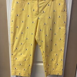 Talbots Yellow Bee Print Pants
